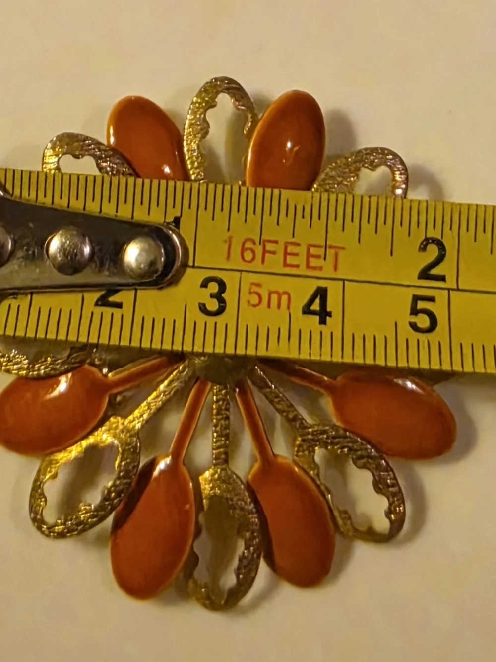 Vintage Mid-century Modern Enamel Flower Brooch